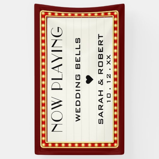 レトロシネマシアターマーキーサインレッド結婚 横断幕 (縦)