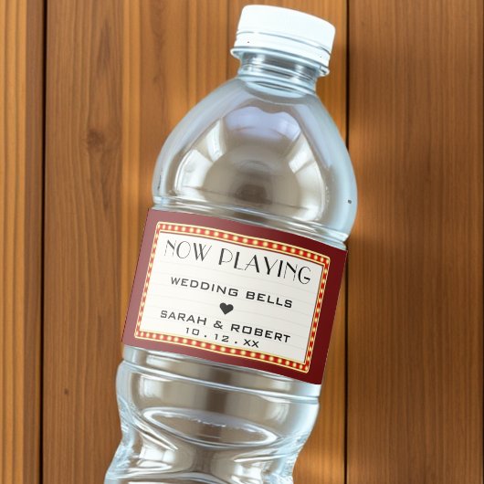 レトロシネマシアターマーキーサイン結婚式の引き出物 ペットボトルラベル
