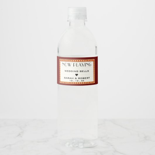 レトロシネマシアターマーキーサイン結婚式の引き出物 ペットボトルラベル (正面)