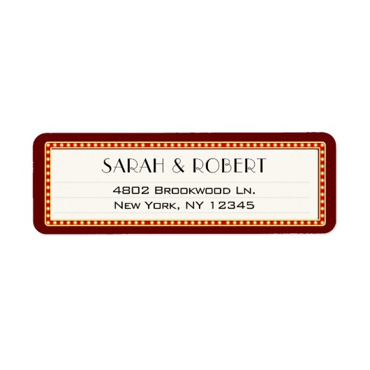 レトロシネマシアターマーキー結婚サインの住所 ラベル (正面)