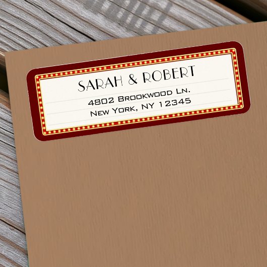 レトロシネマシアターマーキー結婚サインの住所 ラベル