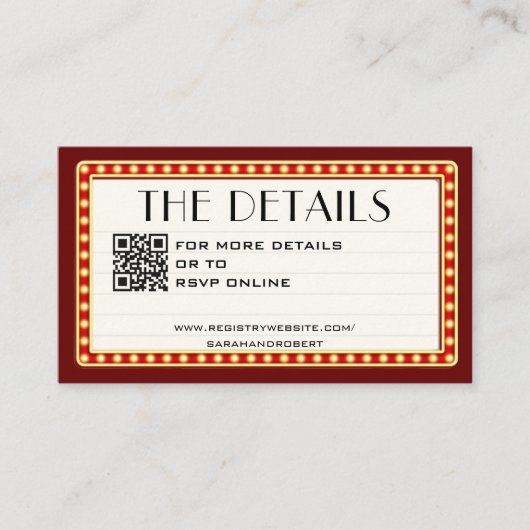 レトロシネマシアターマーキー結婚サインの詳細 エンクロージャーカード (正面)