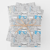 レトロシパーソナライズされたティ建物かわいいハンドドロー ラッピングペーパーシート (インサイチュ)