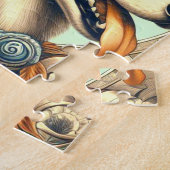 レトロシベリアハスキーイラストレーション ジグソーパズル (側面)