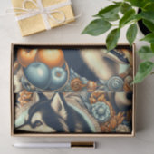 レトロシベリアハスキーイラストレーション 薄葉紙 (ギフト)