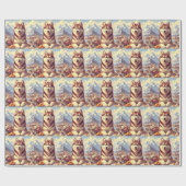 レトロシベリア絵画ハスキー ラッピングペーパー (フラット)