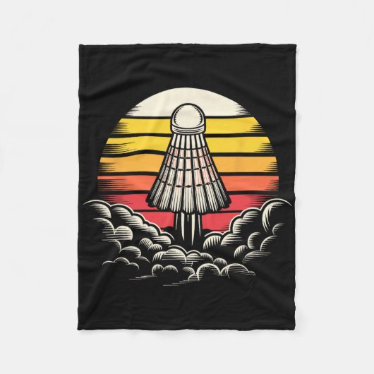 レトロシャトルスポーツ衣装ロケットバドミントンプレイ フリースブランケット (正面)