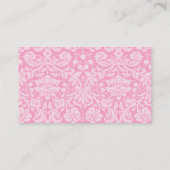 レトロシャルボードカーネーションピンクダマスクパターン 名刺 (裏面)