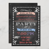 レトロシャルボードキッズスリーポバーバースデーパーティー 招待状 (正面/裏面)