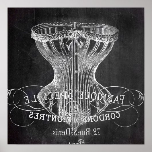 レトロシャルボードスクリプトビクトリアンランジェリーコルセット ポスター (正面)