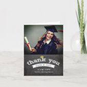 レトロシャルボードスケッチ写真卒業キャップグラード サンキューカード (正面)