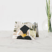 レトロシャルボードスケッチ写真卒業キャップグラード サンキューカード (裏面)