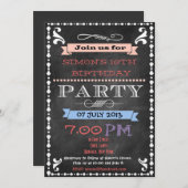 レトロシャルボード子供の誕生日パーティの招待状 招待状 (正面/裏面)