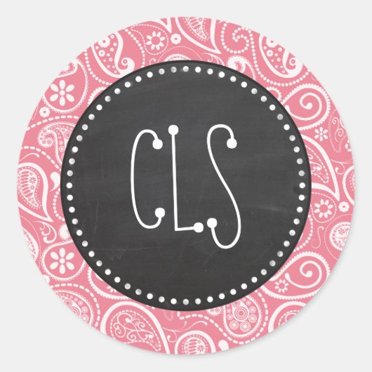 レトロシャルボード;赤面ピンクペイズリー;フローラ ラウンドシール (正面)