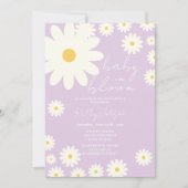 レトロシャワーにおける薄紫ラベンダーベビー 招待状 (正面)