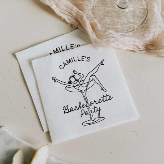 レトロシャンパンバチェロレッテ招待状 スタンダードカクテルナプキン