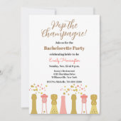 レトロシャンパンヴィンテージクールバチェロレッテ 招待状 (正面)