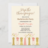 レトロシャンパンヴィンテージクールバチェロレッテ 招待状 (正面)