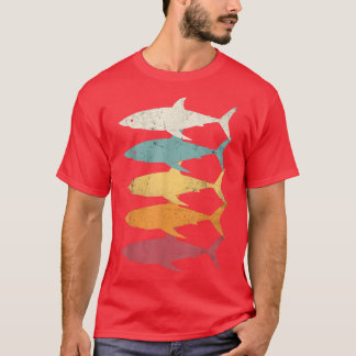 レトロシャークヴィンテージ素晴らしホワイトシャークフィッシュ魚釣り Tシャツ
