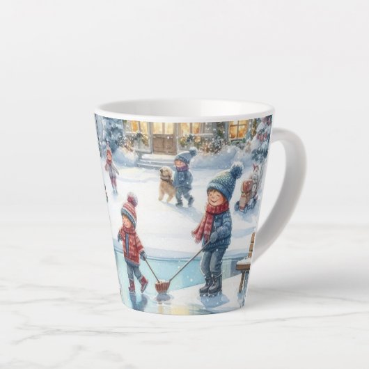 レトロショーマン&キッズクリスマスラテマグカップ カフェラテマグ (右アングル)