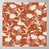 レトロシルエット牧草花シームレスなパターンi ポスター (正面)