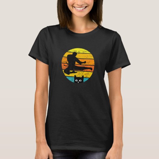 レトロシルエット空手猫 Tシャツ (正面)