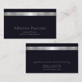 レトロシルバフェイクーストライプミニマリスト運転手 名刺 (正面/裏面)