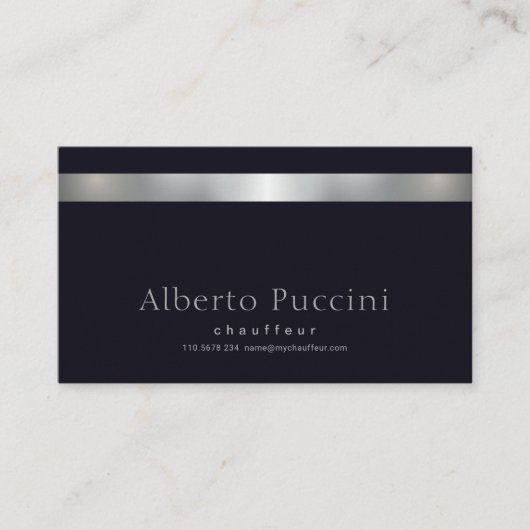 レトロシルバフェイクーストライプミニマリスト運転手 名刺 (正面)