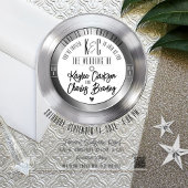 レトロシルバービニールレコードテーマ結婚ズアーチ アクリル招待状