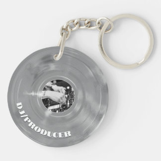 レトロシルバーミュージックプロデューサーDJビニールレコード キーホルダー