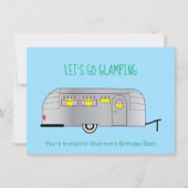 レトロシルバー ストリームライン キャンパー グランピング 招待状 (正面)