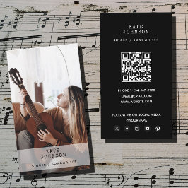 レトロシンガーミュージシャンフォトモダンミュージカルブラック 名刺