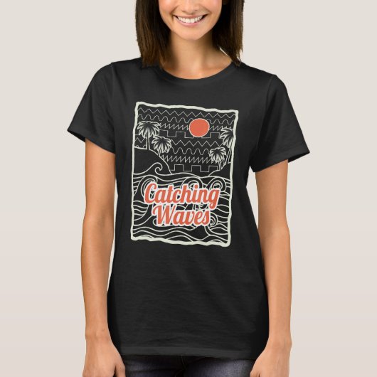 レトロシンセウェーブ 波形 80年代シンセサウンド Tシャツ (正面)