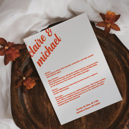 レトロシンプルのテー結婚ブル・メニュー・カード・フラット・メニュー メニュー