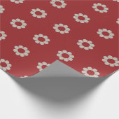 レトロシンプルの花の形状パターン |クリスマスレッド ラッピングペーパー (角)