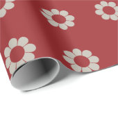 レトロシンプルの花の形状パターン |クリスマスレッド ラッピングペーパー (ロールコーナー)