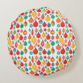 レトロシンプルカラフルクリスマスオーナメントパターン ラウンドクッション (裏面)