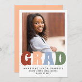 レトロシンプルカラー写真2023卒業 案内状 (正面/裏面)