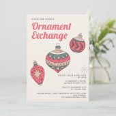 レトロシンプルクリスマスオーナメント交換パーティー 招待状 (スタンド正面)