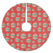 レトロシンプルクリスマス装飾模様 ブラッシュドポリエステルツリースカート (正面)