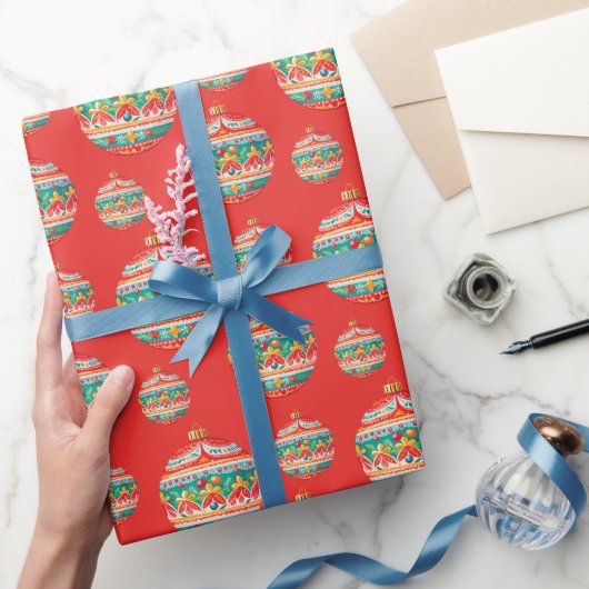 レトロシンプルクリスマス装飾模様 ラッピングペーパー (ギフト)