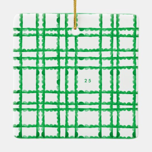 レトロシンプルグリーンフレーム写真広場クリスマス セラミックオーナメント (裏面)