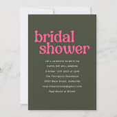 レトロシンプルグルービーホットピンクグリーンブライダルシャワー 招待状 (正面)