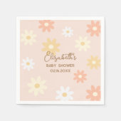 レトロシンプルシックデイジーボホガールベビーシャワー スタンダードカクテルナプキン (正面)