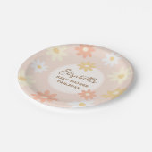 レトロシンプルシックデイジーボホガールベビーシャワー ペーパープレート (アングル)