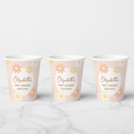 レトロシンプルシックデイジーボホガールベビーシャワー 紙コップ