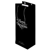 レトロシンプルスクリプトブラック&ホワイトメリークリスマス ワインギフトバッグ (裏面アングル)