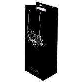 レトロシンプルスクリプトブラック&ホワイトメリークリスマス ワインギフトバッグ (正面アングル)