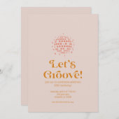 レトロシンプルディスコ誕生日招待状 招待状 (正面/裏面)