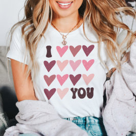 レトロシンプルバレンタインハートピンクモダン Tシャツ